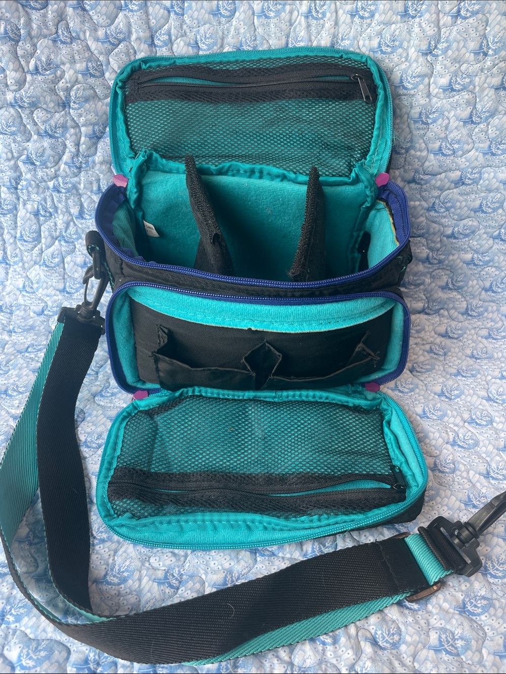 Samsonite Black Bag with Purple and Teal Logo Patch